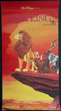 The Lion King Poster Original Daybill 1994 Disney Rare Cast Characters Art
