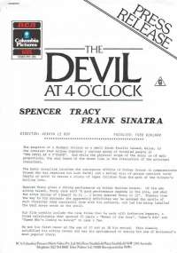 The Devil At 4 O'Clock 1961 Home Video 2 page 1986 Press Release Spencer Tracy