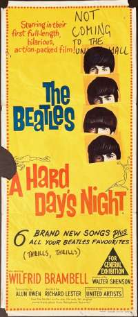A Hard Day's Night Poster Original Daybill Rare 1964 The Beatles