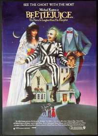 Beetlejuice Movie Poster Original One Sheet 1988 Tim Burton Michael Keaton Ghosts