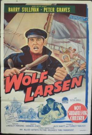 Wolf Larsen 1958 Barry Sullivan Peter Graves One Sheet movie poster