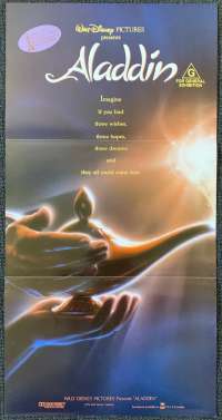 Aladdin 1992 Daybill Movie Poster Rare Advance Artwork Robin Williams