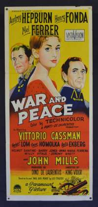 War And Peace Movie Poster Original Daybill 1960's RI Audrey Hepburn Henry Fonda