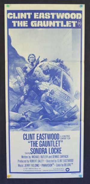 The Gauntlet Poster Original Daybill 1977 Blue Art Clint Eastwood