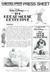 The Great Mouse Detective Movie Press Sheet Original Disney