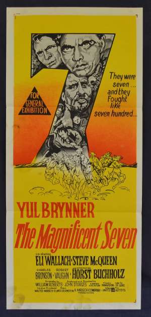 The Magnificent Seven 1960 Daybill Poster Rare Steve McQueen Yul Brynner