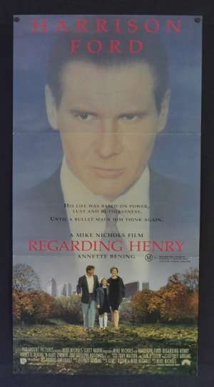 Regarding Henry 1991 Daybill movie poster Harrison Ford Annette Bening