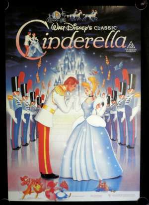 Cinderella 1950 Poster Original One Sheet 1990 Re-Issue Disney