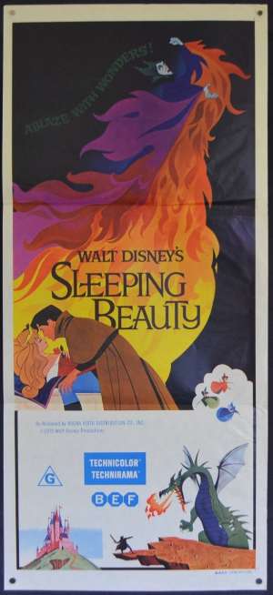 Sleeping Beauty Poster Original Daybill Disney 1970 Re-Issue