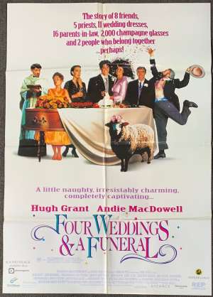 Four Weddings And A Funeral Poster Original One Sheet 1994 Hugh Grant