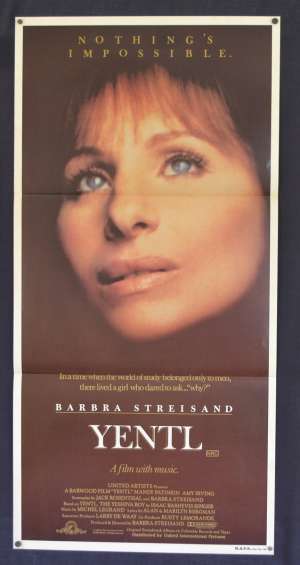 Yentl Movie Poster Original Daybill 1983 Barbara Streisand Mandy Patinkin Amy Irving