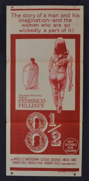 Eight And A Half 8 1/2 Poster Original Daybill Rare 60&#039;s Re-Issue Fellini