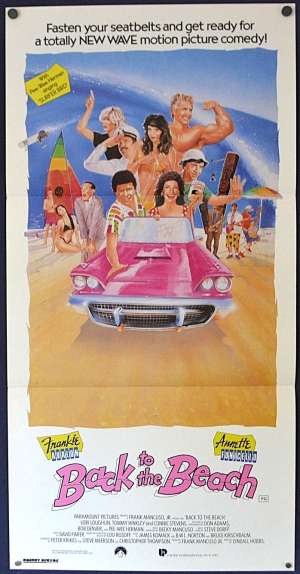 Back To The Beach Daybill Poster 1987 Frankie Avalon Annette Funicello Surfing