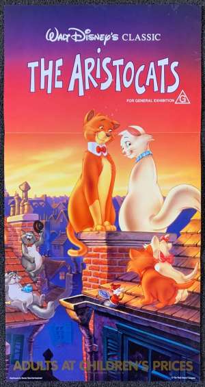 The Aristocats Poster Original Daybill Disney Animation 1986 Re-Issue