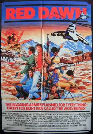 Red Dawn Movie Poster British One Sheet Patrick Swayze Charlie Sheen 1984
