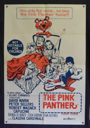 The Pink Panther Poster Original One Sheet 1960&#039;s Re-Issue Peter Sellers Comedy