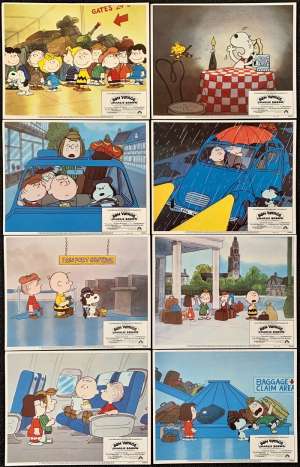 Bon Voyage Charlie Brown Lobby Card Set Original USA 11&quot;x14&quot; 1980 Charles Schultz