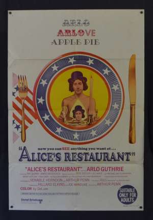 Alice&#039;s Restaurant Poster Original One Sheet 1969 Arlo Guthrie Pat Quinn