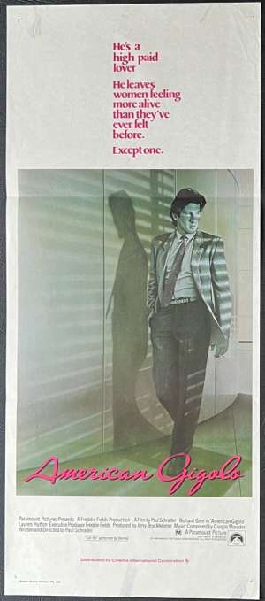 American Gigolo 1980 Daybill movie poster Richard Gere Escort Blondie