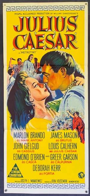 Julius Caesar Poster Original Daybill 1960&#039;s RI Marlon Brando Vintage