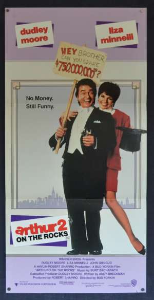 Arthur 2 On The Rocks Movie Poster Original Daybill 1988 Dudley Moore Liza Minnelli