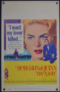 The Visit Poster Original USA Window Card Rolled 1964 Anthony Quinn Ingrid Bergman