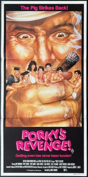 Porky&#039;s Revenge Poster Original Daybill 1985 Dan Monahan The Pig Strikes Back!