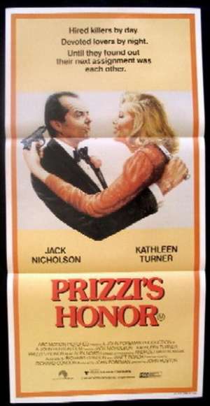 Prizzi&#039;s Honor Poster Original Daybill 1985 Jack Nicholson Kathleen Turner