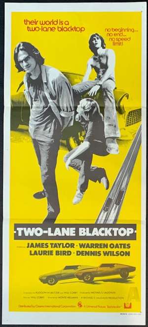 Two Lane Blacktop Poster Original Daybill 1971 James Taylor Dennis Wilson Road Movie