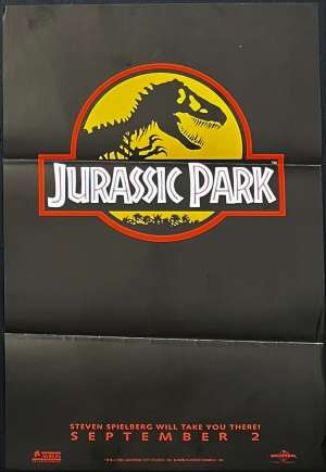 Jurassic Park Poster Daybill Mini Rare Advance Original 1993 Sam Neil