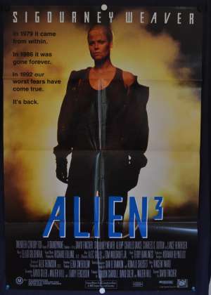 Alien 3 Poster Original One Sheet 1992 Sigourney Weaver Charles Dance