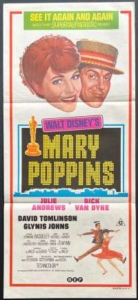 Mary Poppins Poster Original Daybill 1970&#039;s Re-Issue Julie Andrews