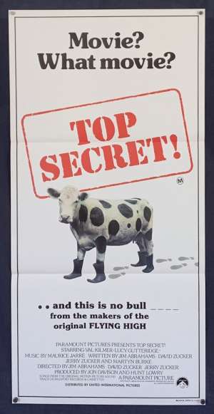 Top Secret Daybill Movie Poster Original 1984 Val Kilmer Peter Cushing