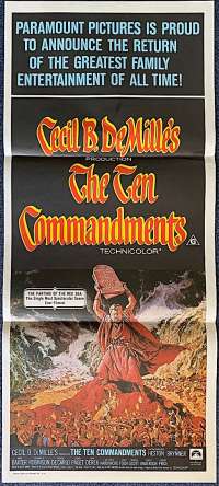 The Ten Commandments Poster Original Daybill 1972 RI Charlton Heston Vintage