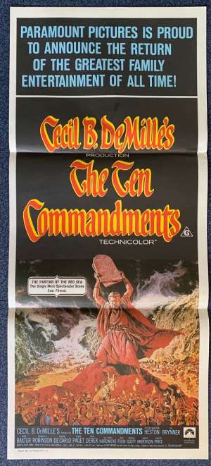 The Ten Commandments Poster Original Daybill 1972 RI Charlton Heston Vintage