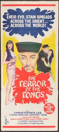 The Terror Of The Tongs Movie Poster Original Daybill 1961 Hammer Horror Christopher Lee