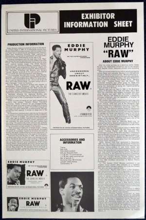 Eddie Murphy Raw 1987 Movie Press Sheet Eddie Murphy Stand Up