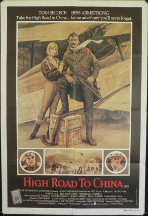 High Road To China Poster Original One Sheet 1983 Tom Selleck Bi-Planes