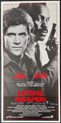 Lethal Weapon Movie Poster Original Daybill 1987 Mel Gibson Danny Glover