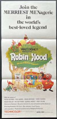 Robin Hood Poster Disney Original Daybill 1983 Re-Issue Animation