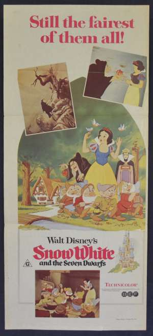 Snow White And The Seven Dwarfs Movie Poster Original Daybill 1970&#039;s RI Disney