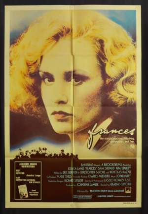 Frances Movie Poster Original One Sheet 1982 Jessica Lange Frances Farmer