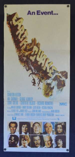 Earthquake Daybill Poster Original 1974 Charlton Heston Ava Gardner George Kennedy