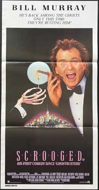 Scrooged Poster Original Daybill 1988 Bill Murray Karen Allen Ghosts