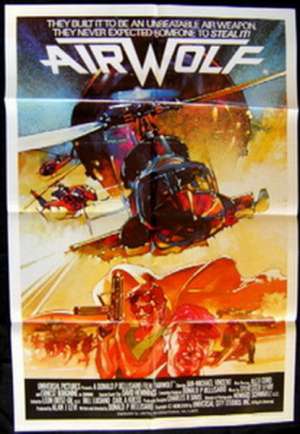 Airwolf Movie Poster Original One Sheet Jan Michael Vincent Ernest Borgnine