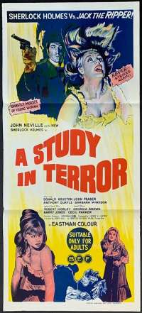 A Study In Terror Poster Original Daybill 1965 John Neville Sherlock Holmes Vintage