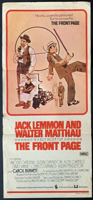 The Front Page Poster Original Daybill 1974 Jack Lemon Walter Matthau