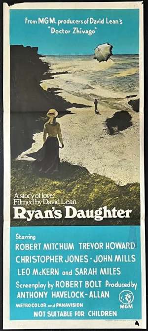 Ryan&#039;s Daughter Poster Original Daybill 1970 Robert Mitchum John Mills