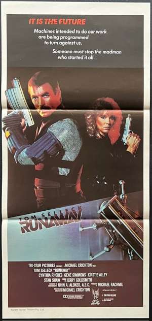 Runaway Poster Original Daybill 1984 Tom Selleck Gene Simmons Sci-Fi