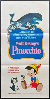 Pinocchio Movie Poster Original Daybill Disney 1982 Re-Issue